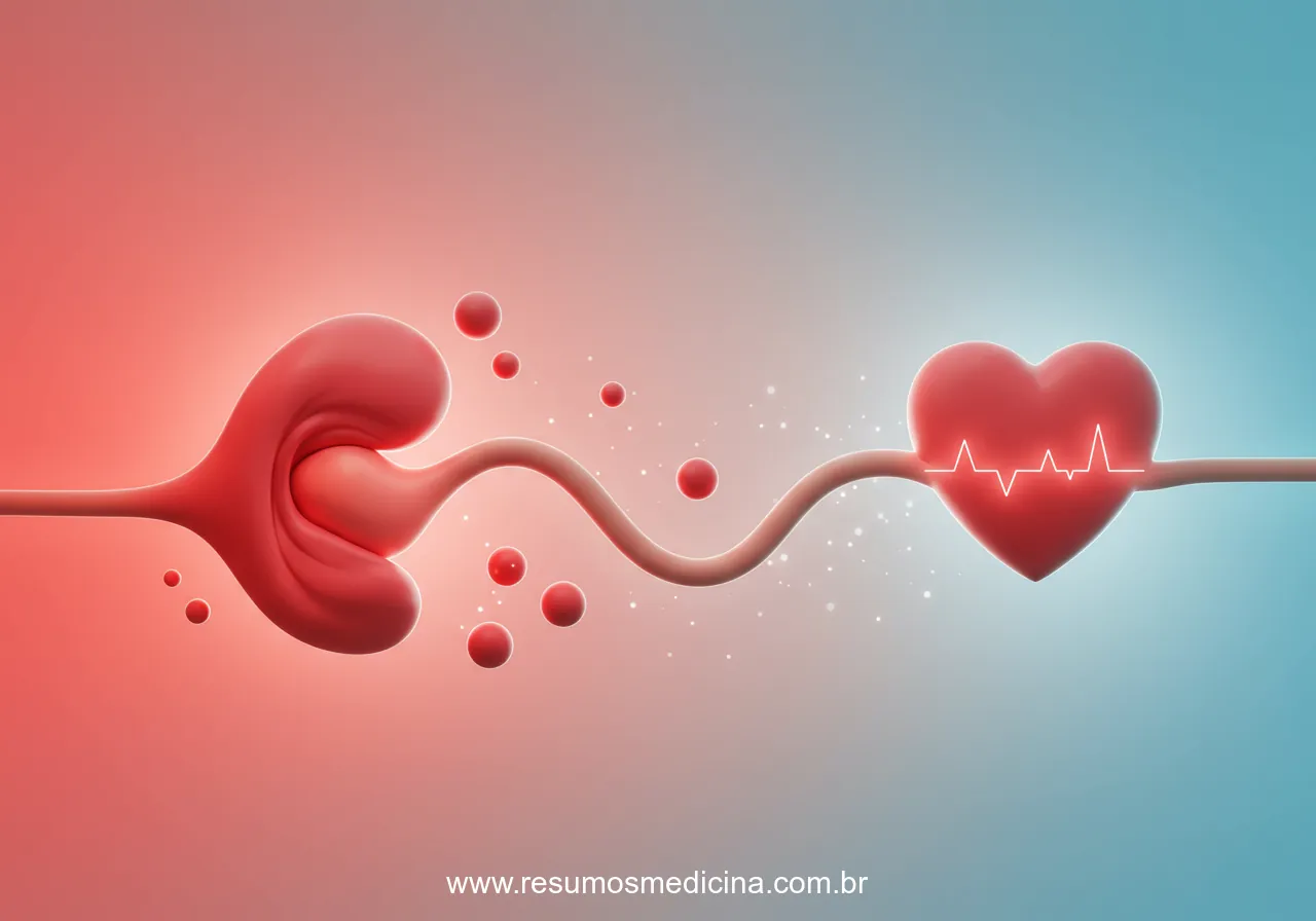 Representação abstrata do clampeamento tardio do cordão umbilical com foco na transferência de sangue da placenta para o recém-nascido.