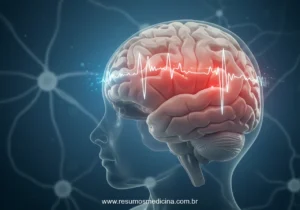 Modelo estilizado de um cérebro infantil exibindo padrões de ondas EEG focais na região centro-temporal.